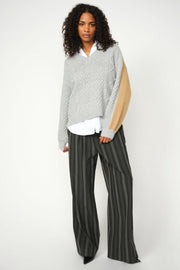 Beth Ottili V-neck Knit | Grey Melange | Strik fra Mos Mosh