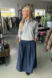 Anya Denim Pleat Skirt 34181 | Dark Denim | Nederdel fra Co'couture