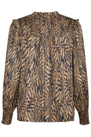 Davina Pattern Blouse | Camel | Bluse fra Neo Noir