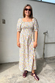Gro Dress | Green Multi Flower | Kjole fra Liberté