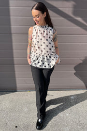 Drew Dot Halterneck Top | Black | T-shirt fra Co'couture