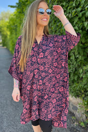 Luna Tunic Shirt | Midnight Rose | Bluse fra Black Colour