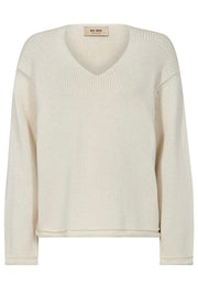 Bine LS V-neck Knit  | Ecru | Strik fra Mos Mosh