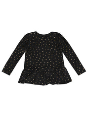 Alma Ls Frill Tshirt (Kids) | Black Gold Heart | T-Shirt fra Liberté