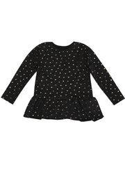 Alma Ls Frill Tshirt (Kids) | Black Gold Heart | T-Shirt fra Liberté
