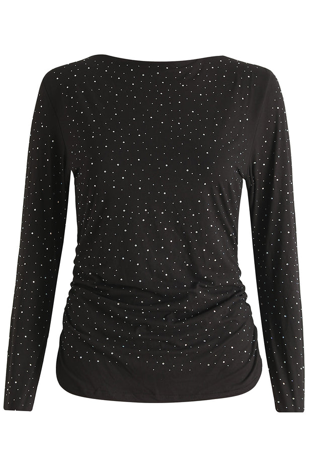 Alma Ls Turn Top | Black Simili | Bluse fra Liberté