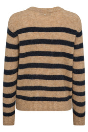 Thora Stripe Crewneck Knit  | Tannin | Strik fra Mos Mosh