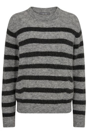 Thora Stripe Crewneck Knit  | Sharkskin | Strik fra Mos Mosh