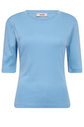 Mali O-neck 3/4 Sleeve Tee | Blissful Blue | T-Shirt fra Mos Mosh