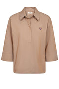 Britze Cam Cotton Blouse | Dark Camel | Bluse fra Mos Mosh