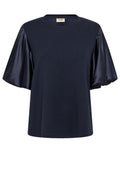 Duba O-SS Satin Sweatshirt | Salute Navy | Sweatshirt fra Mos Mosh