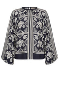 Milkey Linocut Blouse | Salute Navy | Bluse fra Mos Mosh