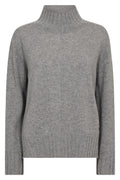 Aima Cashmere Highneck Knit | Grey Melange | Strik fra Mos Mosh