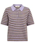 Milvi SS Stripe Polo knit | Violet Tulip | Strik fra Mos Mosh