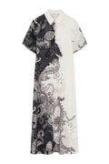 Anika Long Dress | Washed Black w. Print | Kjoler fra Gustav
