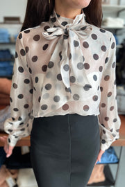 Drew Dot Tie Blouse | Black | Skjorte fra Co'couture