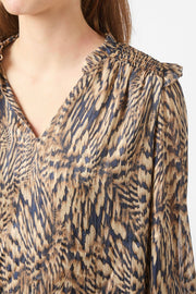 Davina Pattern Blouse | Camel | Bluse fra Neo Noir