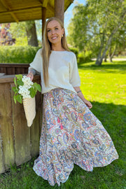 Luna Maxi Frill Skirt | Summer Garden | Nederdel fra Black Colour