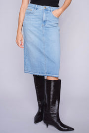 Ella Denim Skirt   | Light Blue | Nederdel fra Mos Mosh