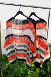 Adria Multi Striped Cardigan | Orange Multi | Strik fra Black Colour