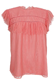 Amilla Lace Top | Coral | Bluse fra Black Colour
