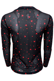 Annie Mesh Blouse | Black Red Heart | Bluse fra Black Colour