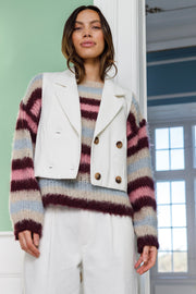 Effie Striped Jumper | Bluish Plum | Strik fra Black Colour