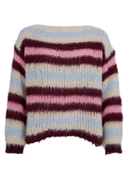 Effie Striped Jumper | Bluish Plum | Strik fra Black Colour