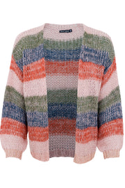 Filuca Striped Cardigan | Camel Blue | Strik fra Black Colour