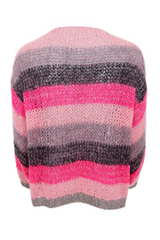Filuca Striped Cardigan | Pink Grey | Strik fra Black Colour