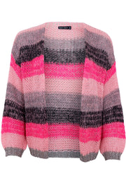 Filuca Striped Cardigan | Pink Grey | Strik fra Black Colour