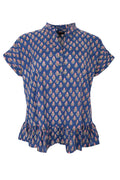 Flora Ruffle S/S Blouse | Blue Icon | Bluse fra Black Colour – nedsat