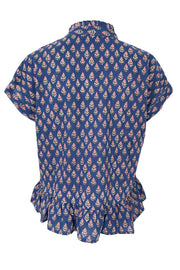 Flora Ruffle S/S Blouse | Blue Icon | Bluse fra Black Colour