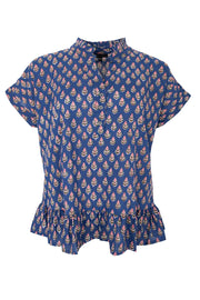 Flora Ruffle S/S Blouse | Blue Icon | Bluse fra Black Colour