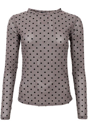 Jennie Dotted Mesh Blouse | Grey | Mesh bluse fra Black Colour