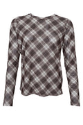 Kaa Mesh Blouse | Brown Tartan