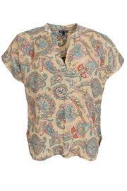 Luna Andrea S/S Top | Safari Passion | Bluse fra Black Colour