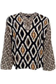 Luna Blouse | Black Tile | Bluse fra Black Colour