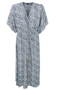 Luna Long V-Neck Dress | Glory Blue Limited | Kjole fra Black Colour – nedsat