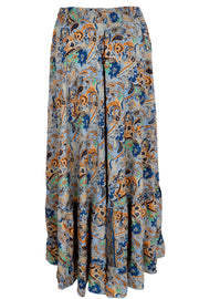 Luna Maxi Frill Skirt | Botanical Blue | Nederdel fra Black Colour