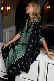 Luna S/S Kaftan Tunic | Fall Green | Kjole fra Black Colour