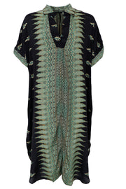 Luna S/S Kaftan Tunic | Fall Green | Kjole fra Black Colour