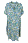 Luna S/S Kaftan Tunic | Sea Green | Black Colour
