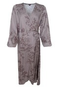 Nancy Ls Wrap Dress 41239 | Taupe | Black Colour