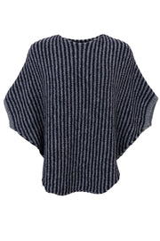 Pella Stripe Poncho | Navy/ Grey | Poncho fra Black Colour