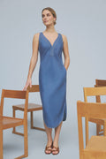 Bati Midi Strap Dress | Oil Blue | Kjoler fra Gustav