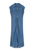 Britney Long Bias Cut Dress | Oil Blue | Kjoler fra Gustav