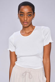 Elaine O-SS Seamless Silk Tee   | White | T-shirt fra Mos Mosh