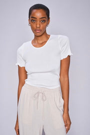 Elaine O-SS Seamless Silk Tee   | White | T-shirt fra Mos Mosh