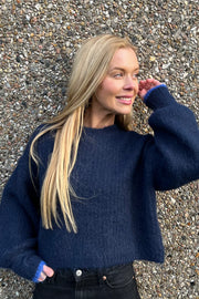 Coralie Crop Rib O-Knit 32140 | Navy | Strik fra Co'couture